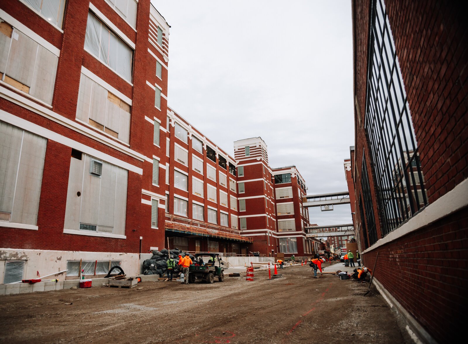 Exterior photos of West Campus buildings under construction on the Electric Works campus during a media tour on December 3, 2021. 