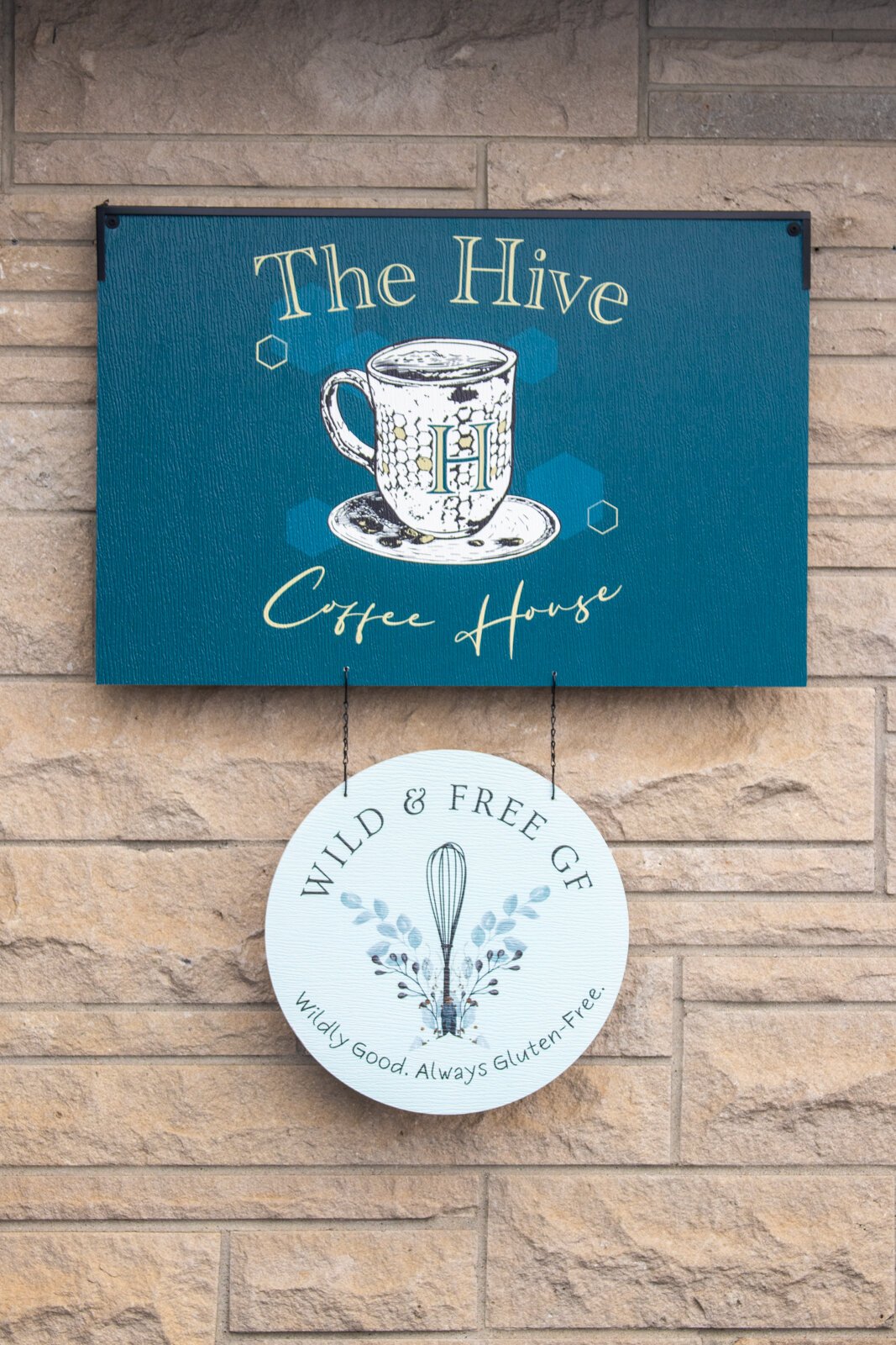 The Hive Coffee Shop and Wild & Free Gluten Free Bakery are located at 7120 Homestead Road, Fort Wayne, IN 46814.