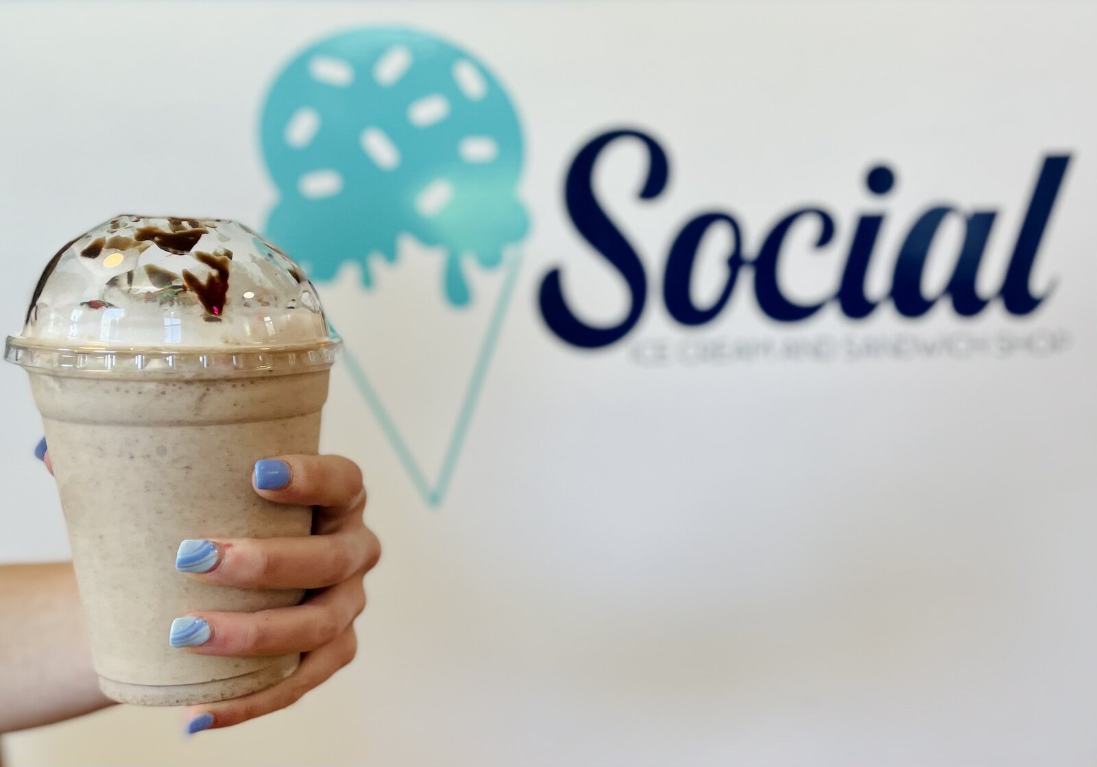 Social Ice Cream & Sandwich Shop serves gourmet ice cream, homemade soups, sandwiches and salads.