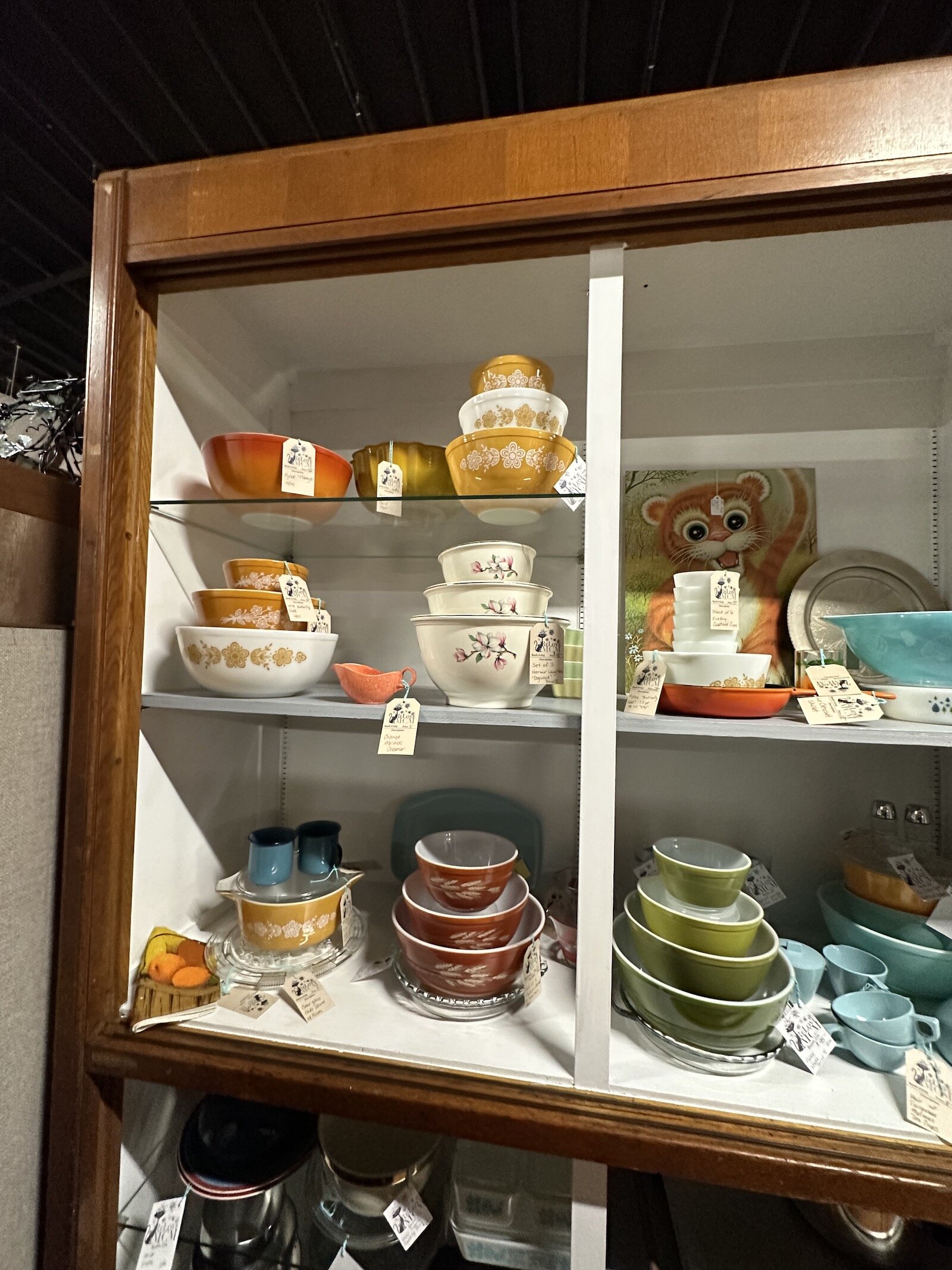 The Rink sells a variety of vintage items, including home goods like Pyrex sets.