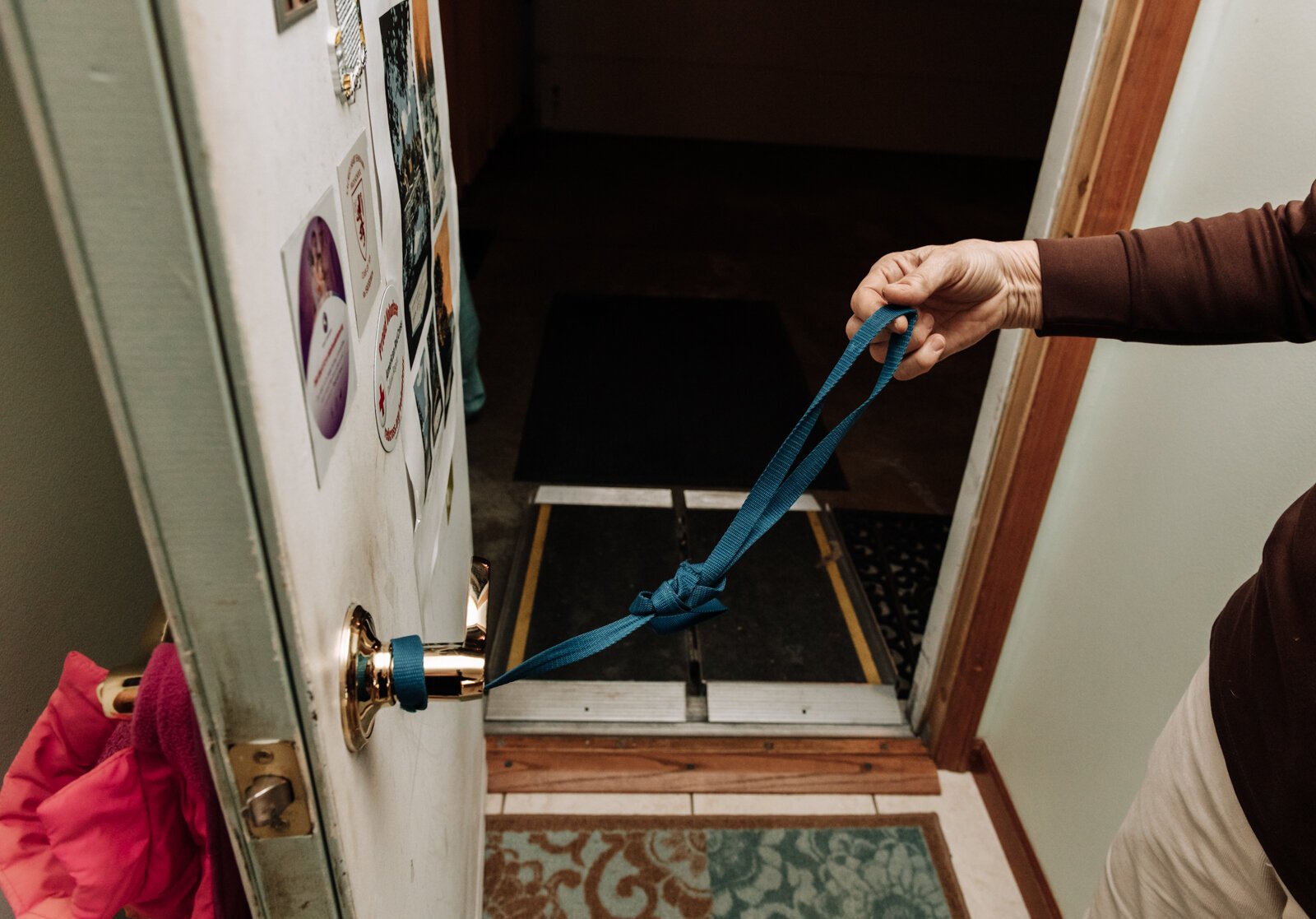 In order to get into his home from the garage Ron Duchovic has to pull a string to open the door in his home.
