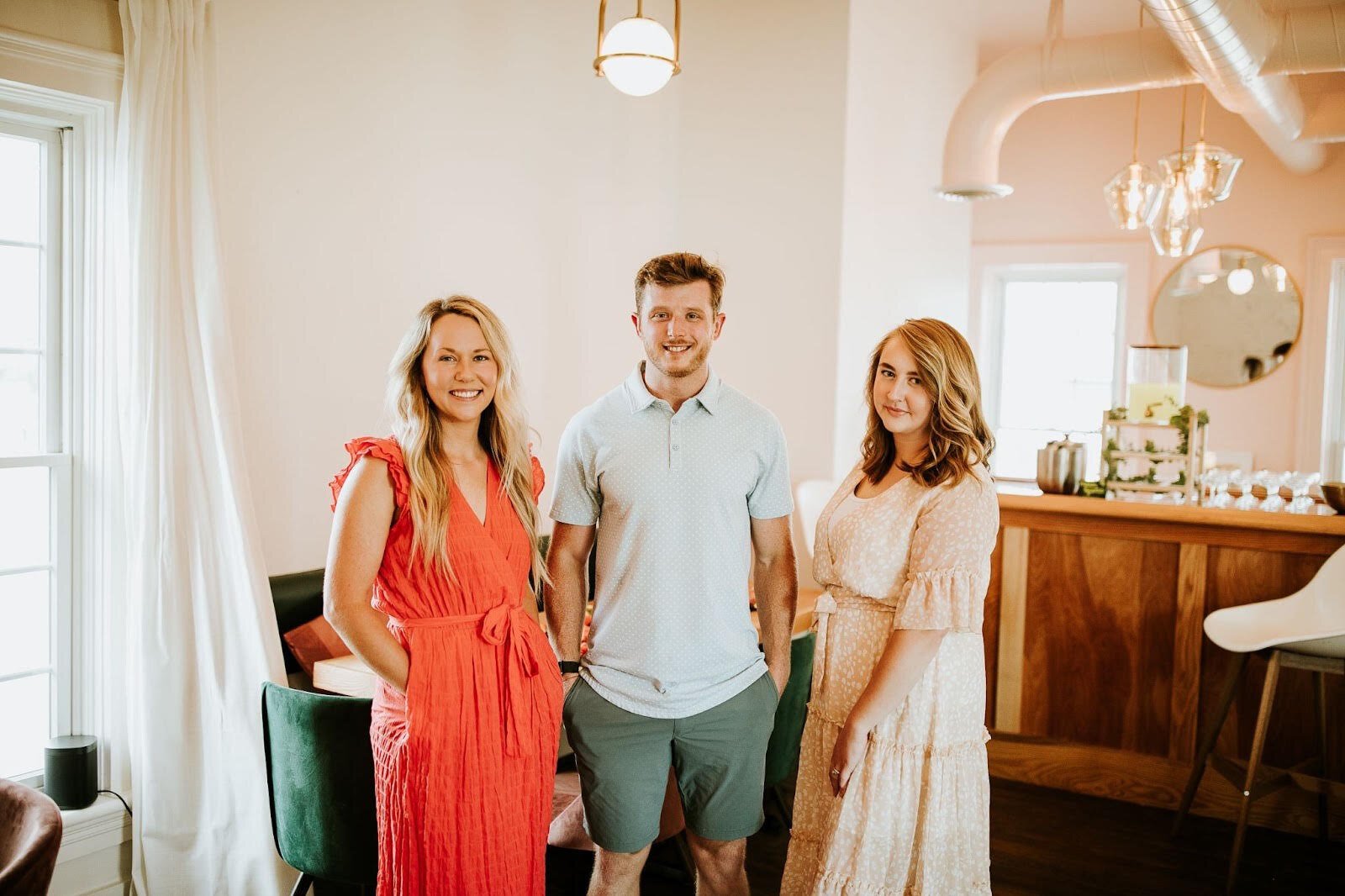 Ophelia's owners are, from left, the married couple, Paige and Taylor Tiernon, and their friend, Brittany Pape.