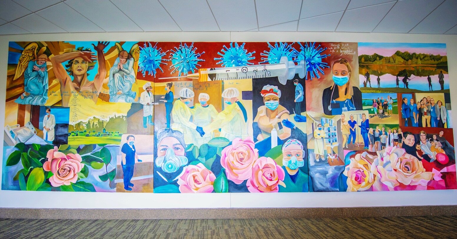 A pandemic-inspired mural by Jason O’Connell, 51, an RN at Parkview Heart Institute.