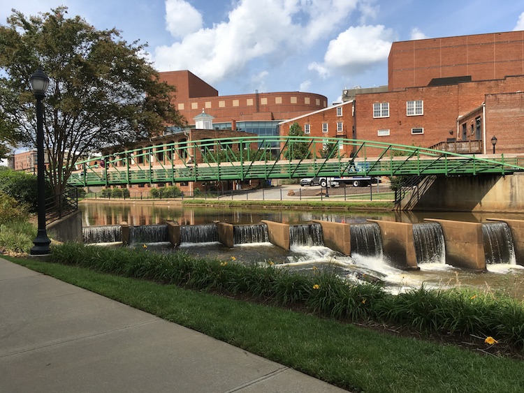 Formerly obscured by a highway bridge, the Reedy River now serves as the centerpiece of downtown Greenville.