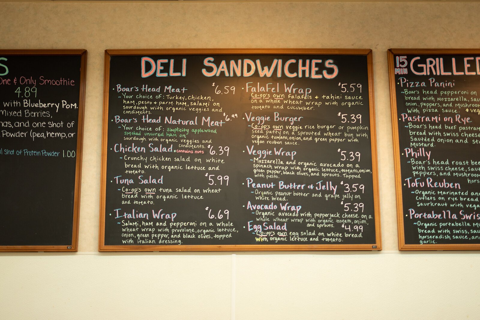 The Deli menu at 3 Rivers Natural Grocery Food Co-op & Deli.