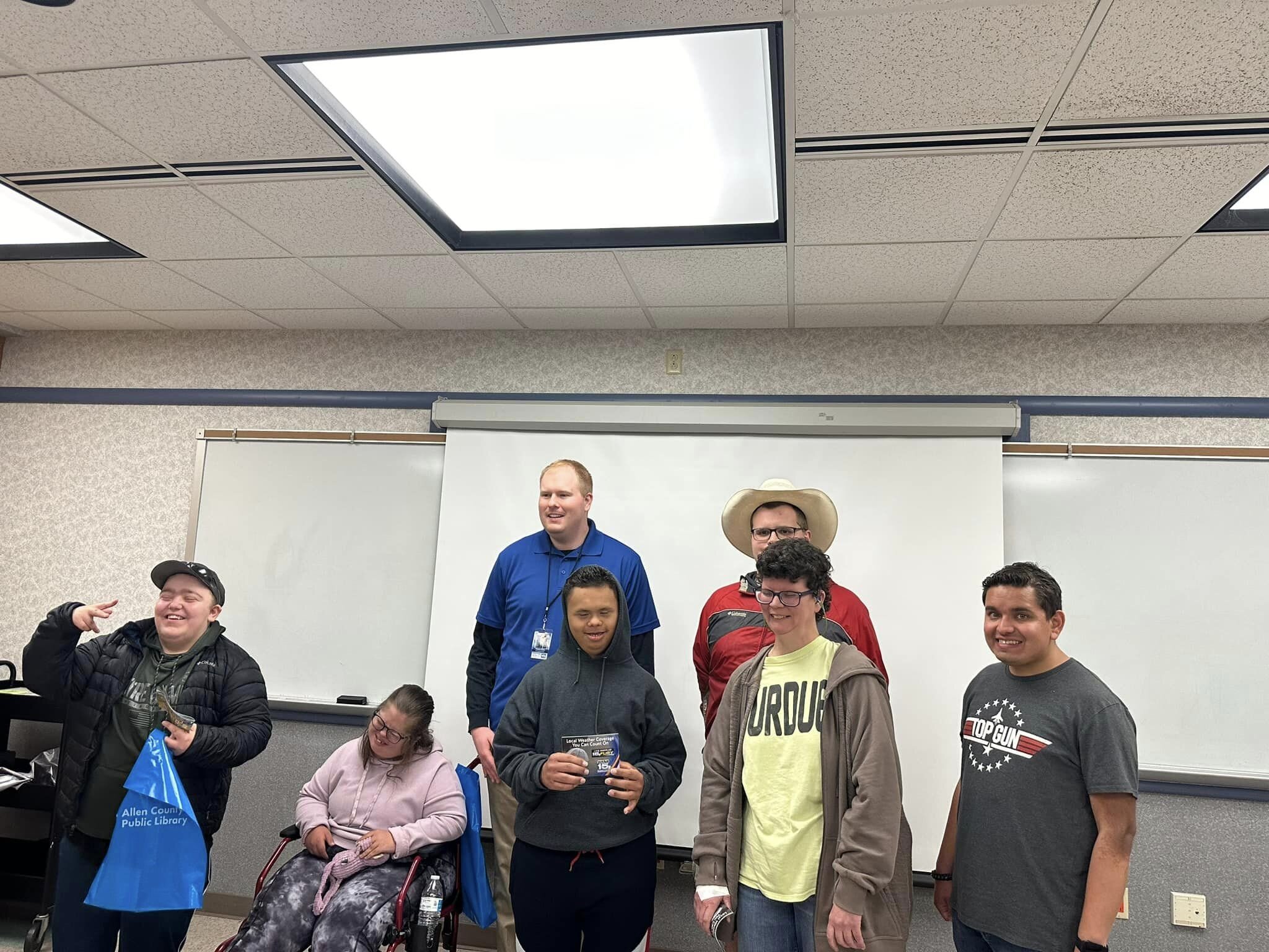 A group photo with Nathan Gidley, meteorologist from WANE 15.
