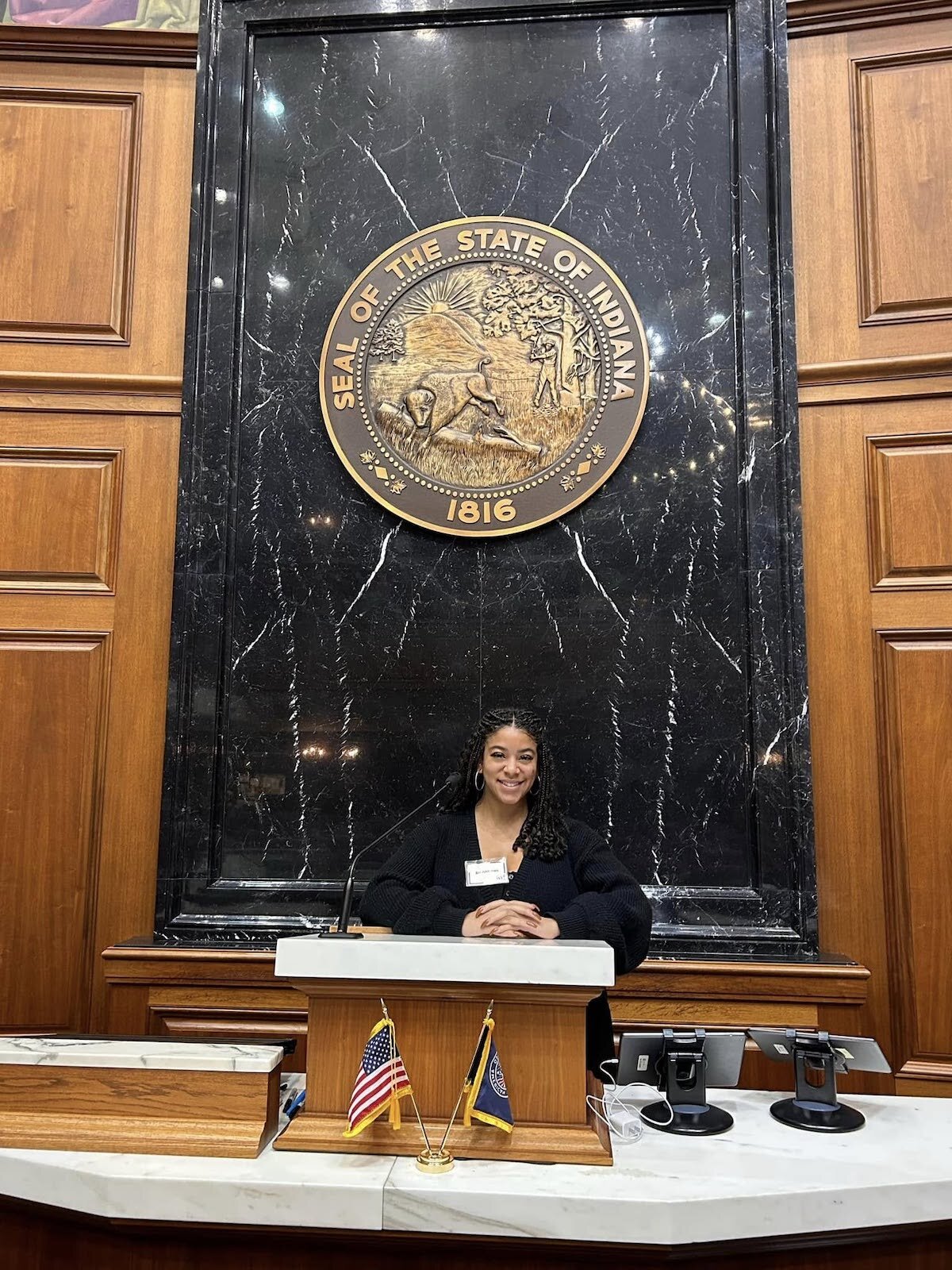 Briana Andrews at the Indiana Statehouse.