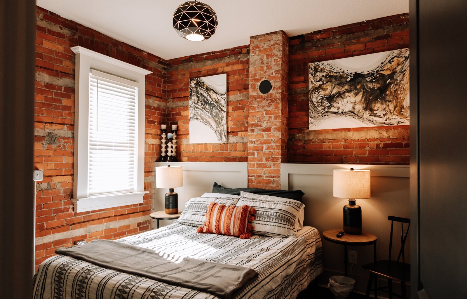 The back bedroom on the bottom floor.