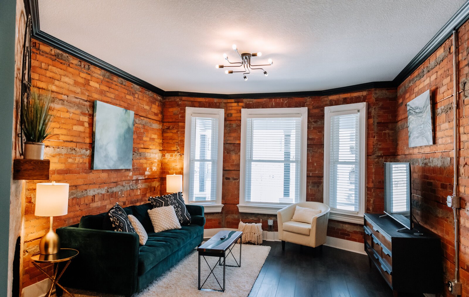 The living room area on the bottom floor.