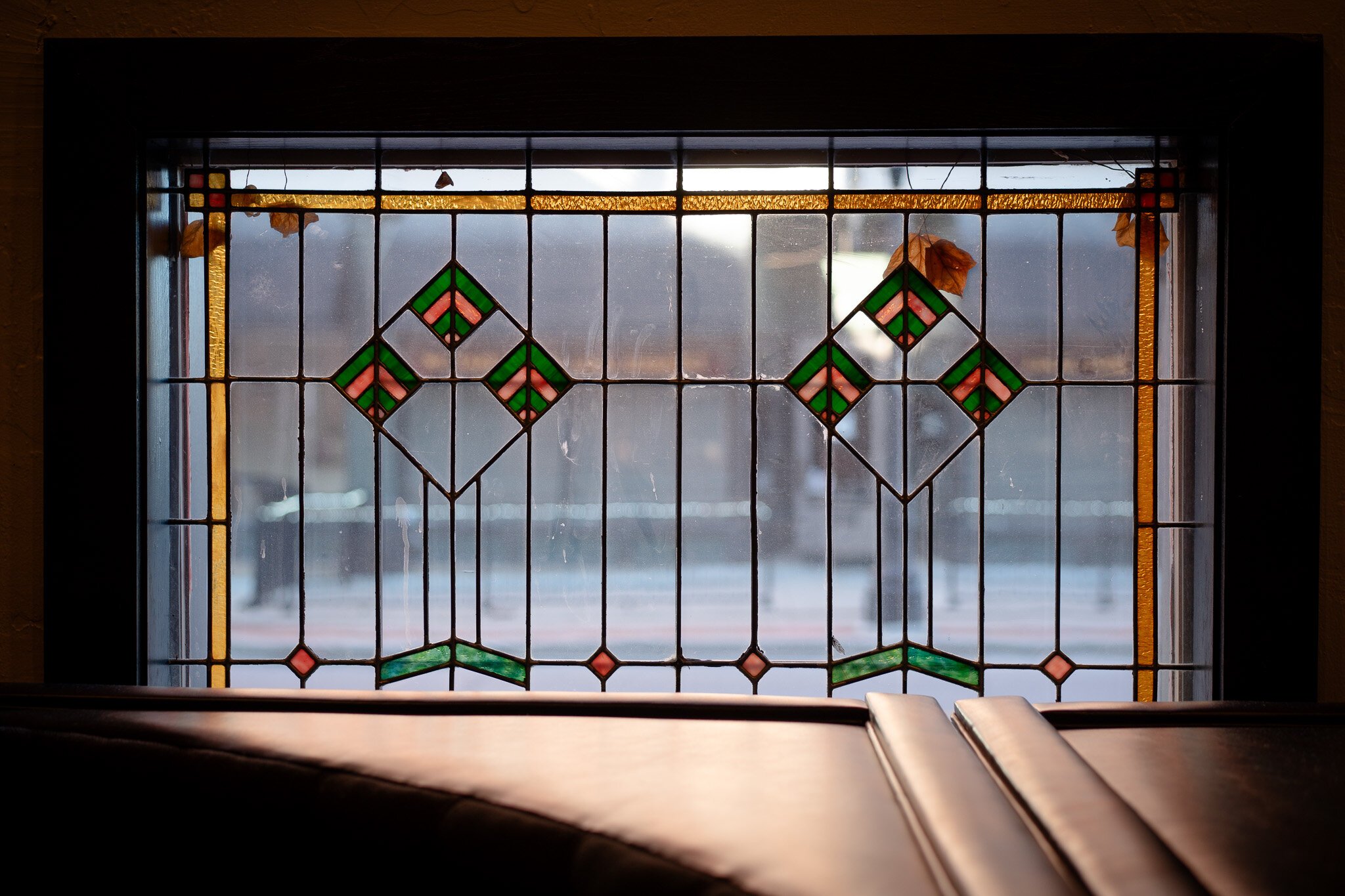 A stained glass window in Dana's.