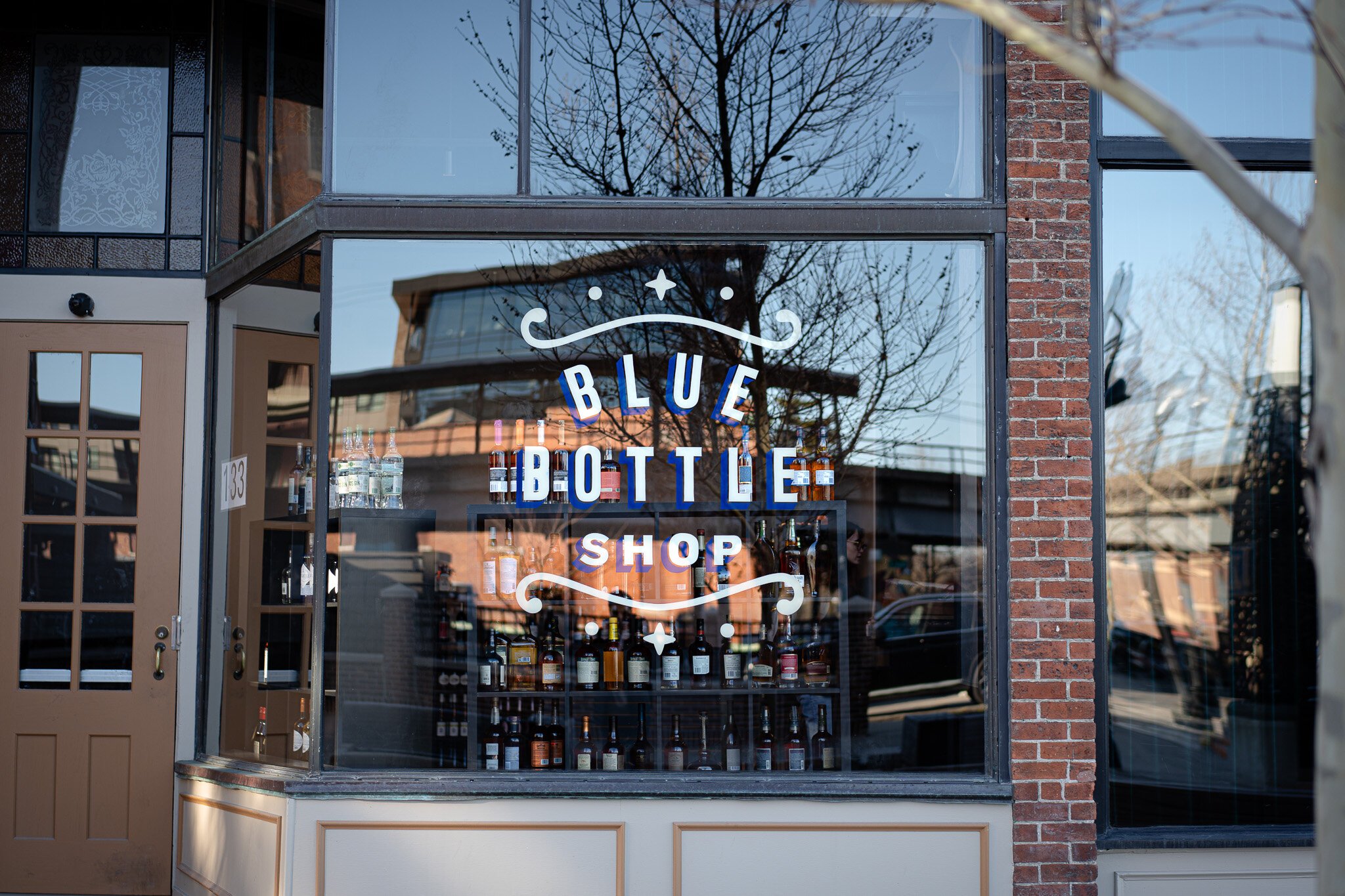 The exterior of Blue Bottle Shop.