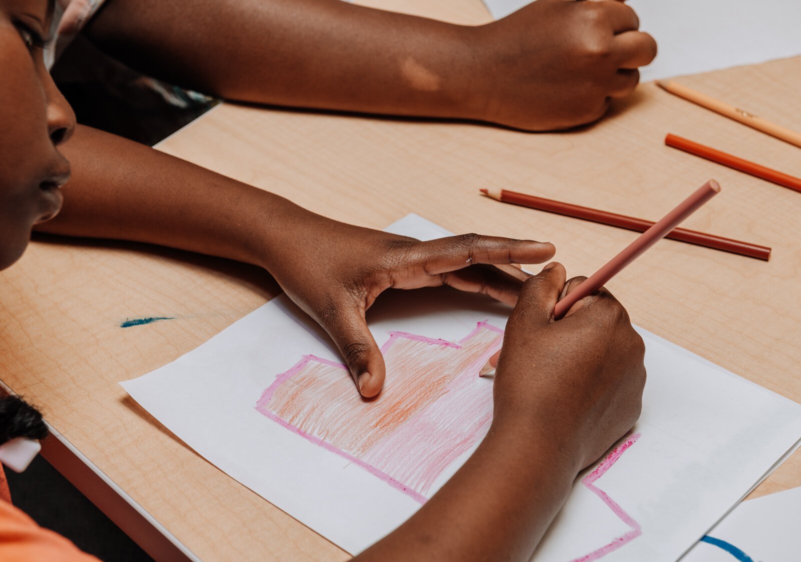 A student works on a drawing during a private tutoring session led by Alle Wims of Brain Geeks Learn educational services at the PENTA Center, 2513 S. Calhoun St.