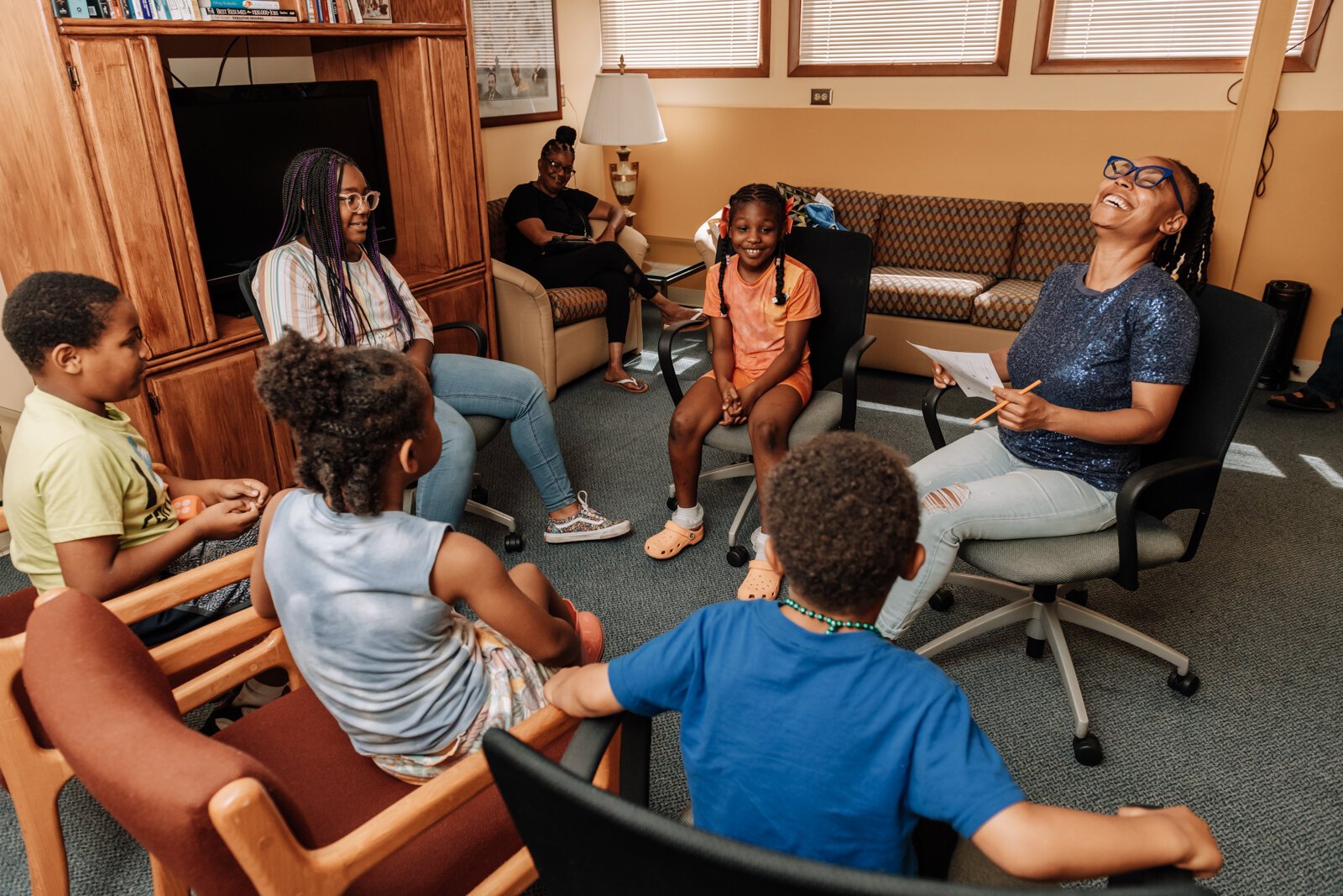 Alle Wims of Brain Geeks Learn educational services leads her students in a competitive counting game during a private tutoring session at PENTA Center, 2513 S. Calhoun St.