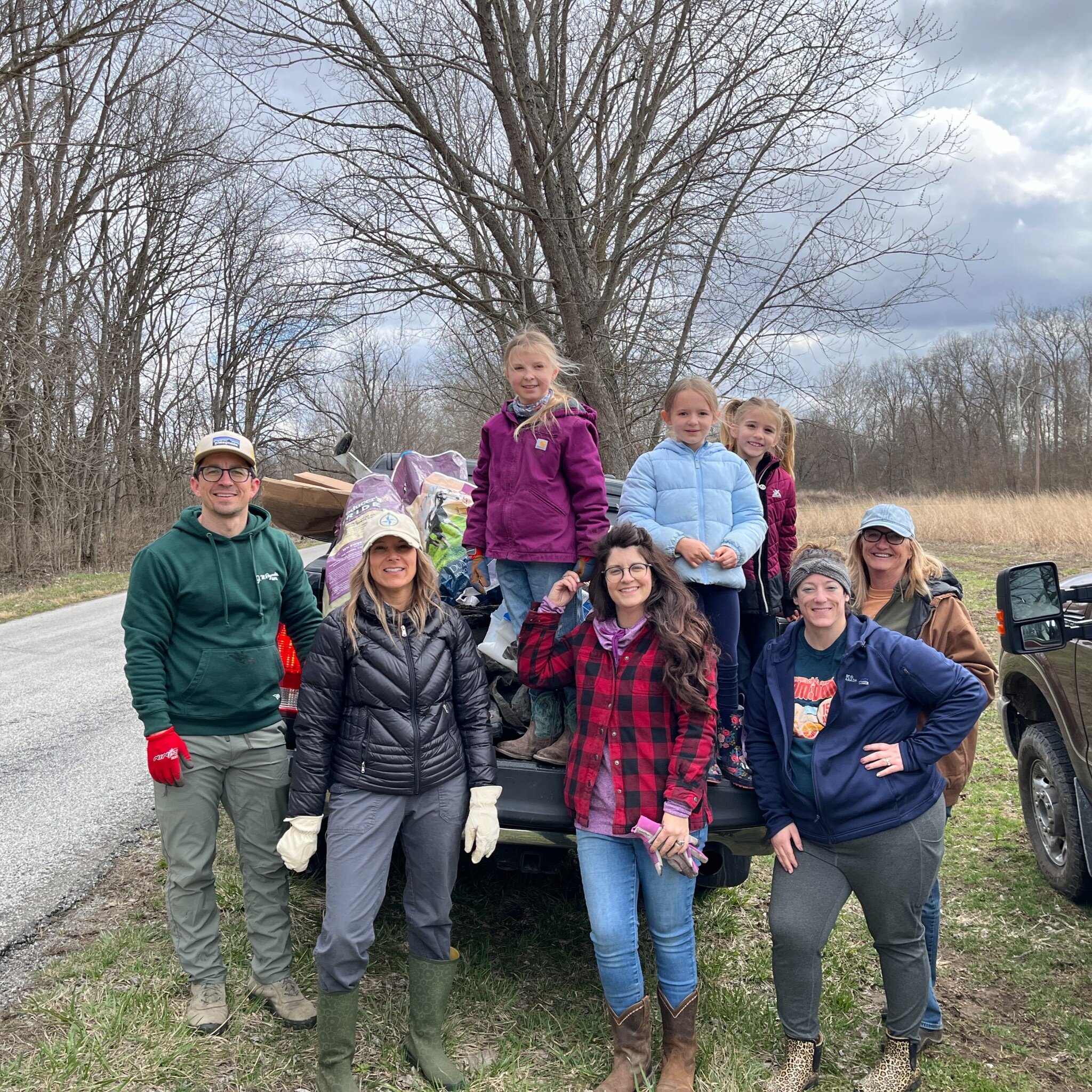 Adam Stakeman, Destination Wabash County board president, with the Visit Wabash County team during trash cleanup.
