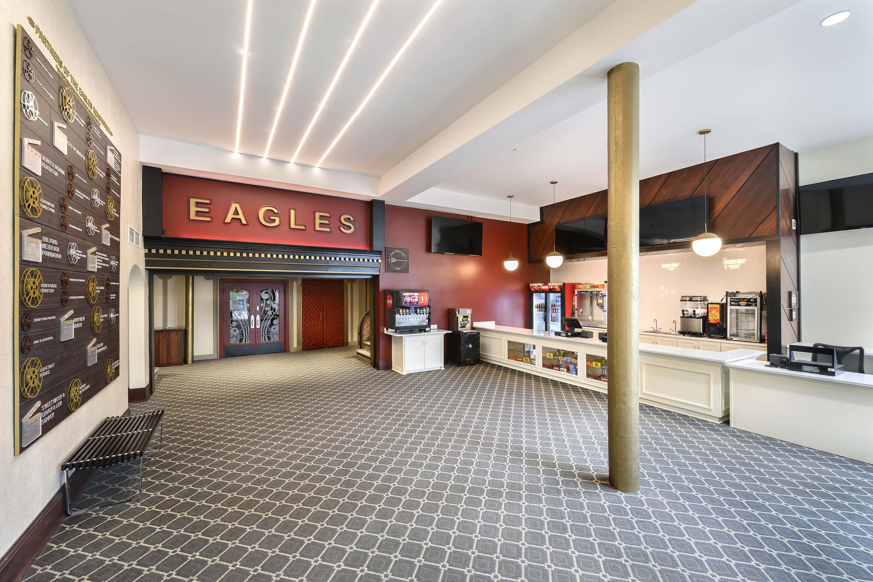 The lobby of the Eagles Theatre.