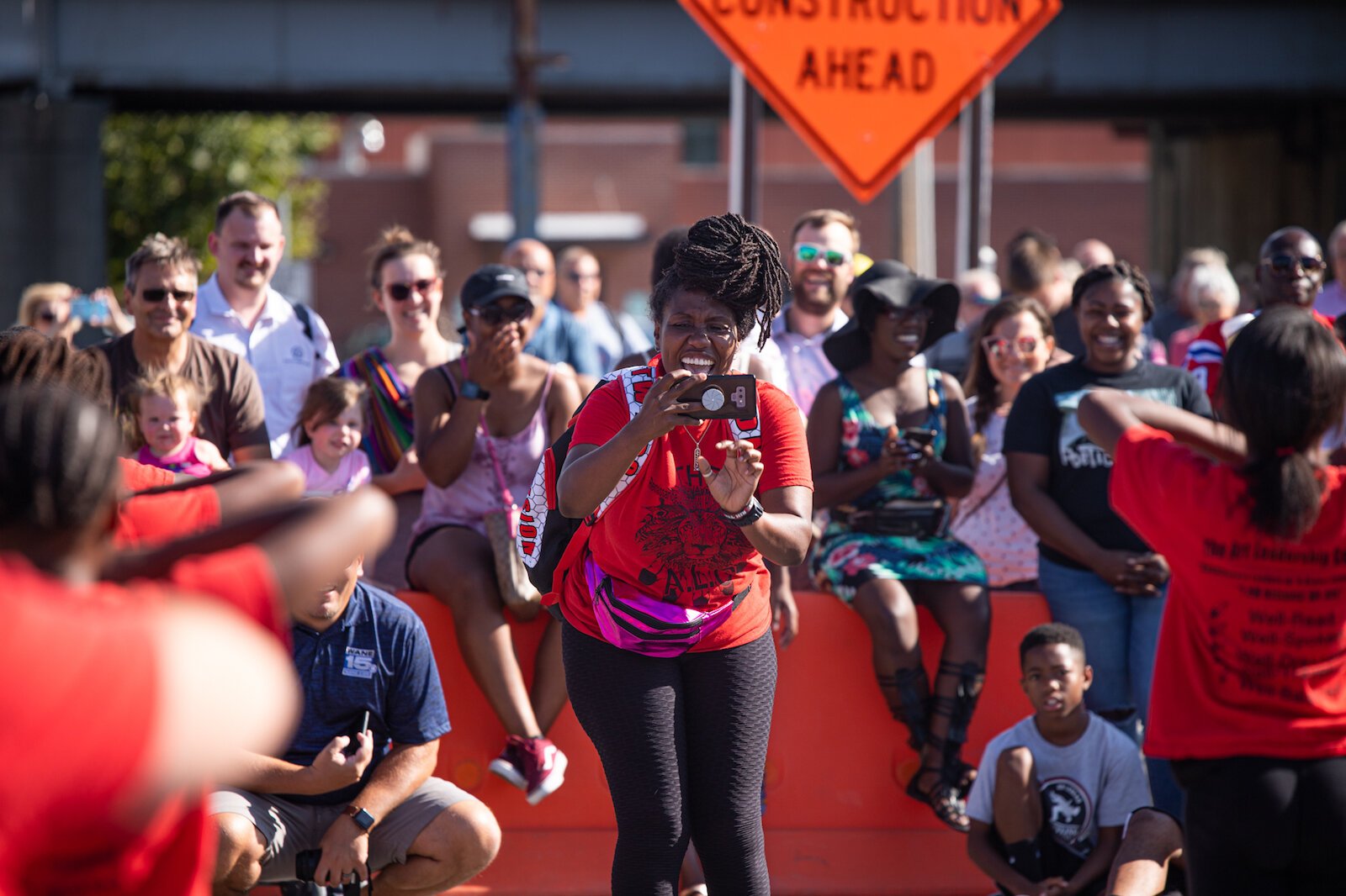 The crowd for the Art Leadership Center's performance at the 2019 Grand Opening of Promenade Park.