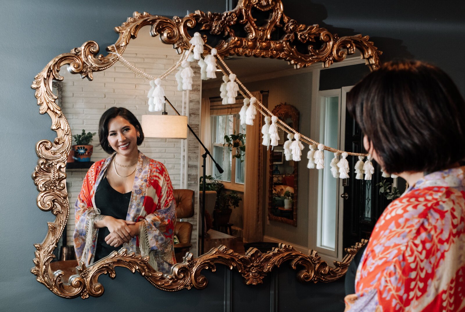 Vintage finds and unique mirrors accent Alexa Keefe's home.