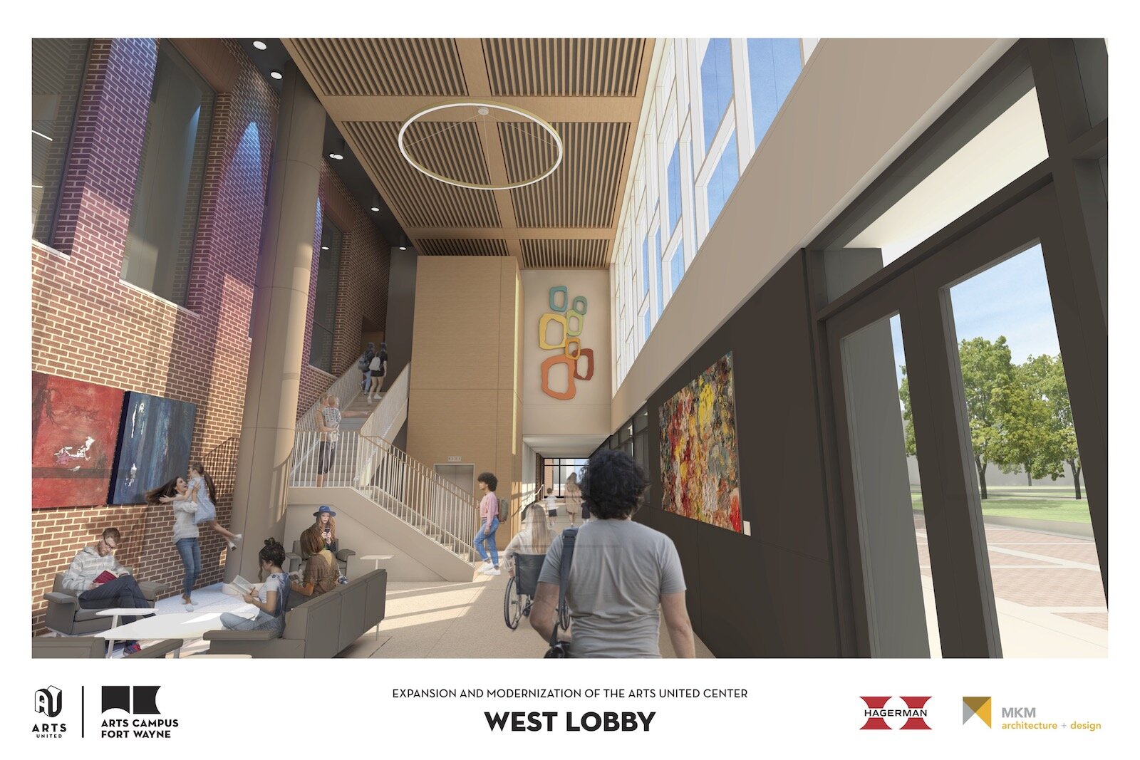 A rendering of the Arts United Center lobby.