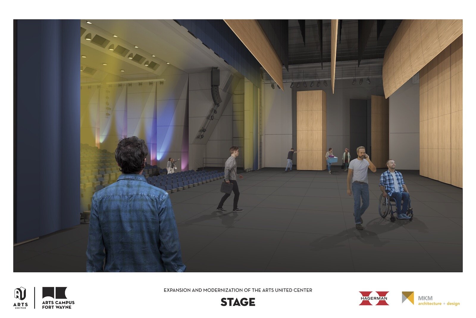 A rendering of the Arts United Center stage.
