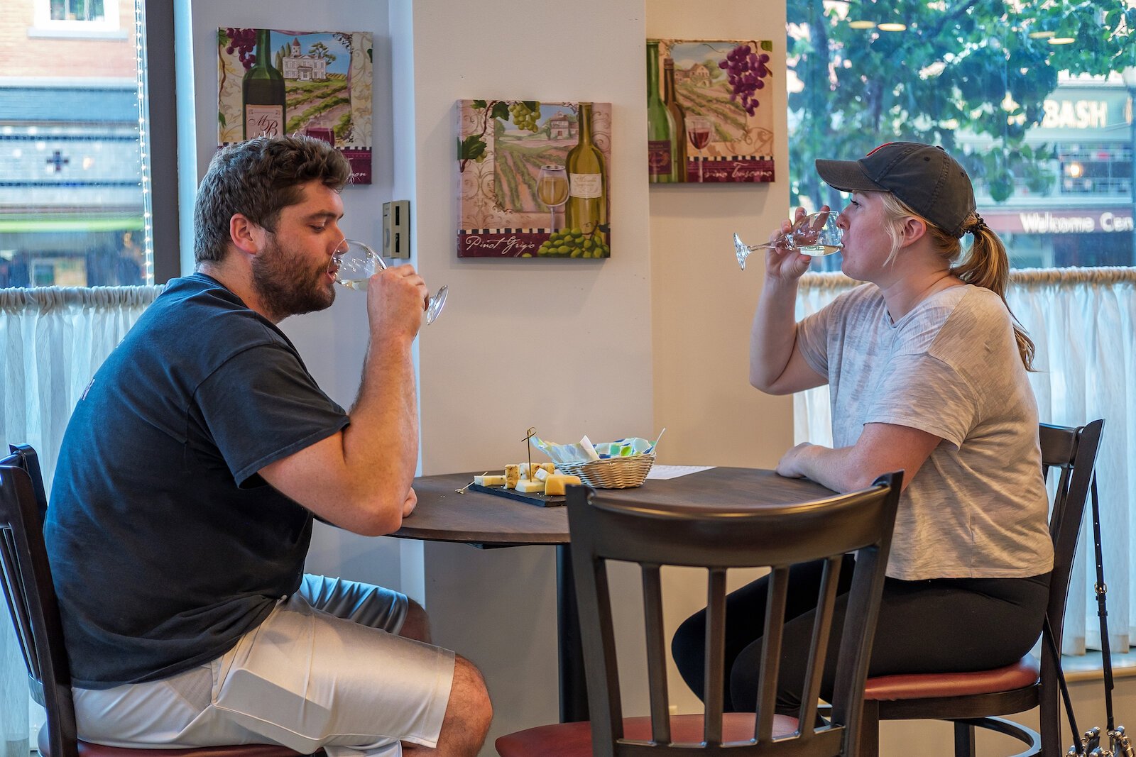 Guests enjoy the Wine & Cheese Bar at the Charley Creek Inn.