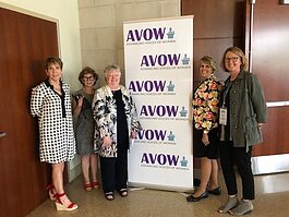AVOW's four Co-Founders with Kendallville Mayor SuzAnne in August 2021. From left are Patti Hays, Rachel Tobin-Smith, Marilyn Moran-Townsend, Mayor Handshoe, and Faith Van Gilder.