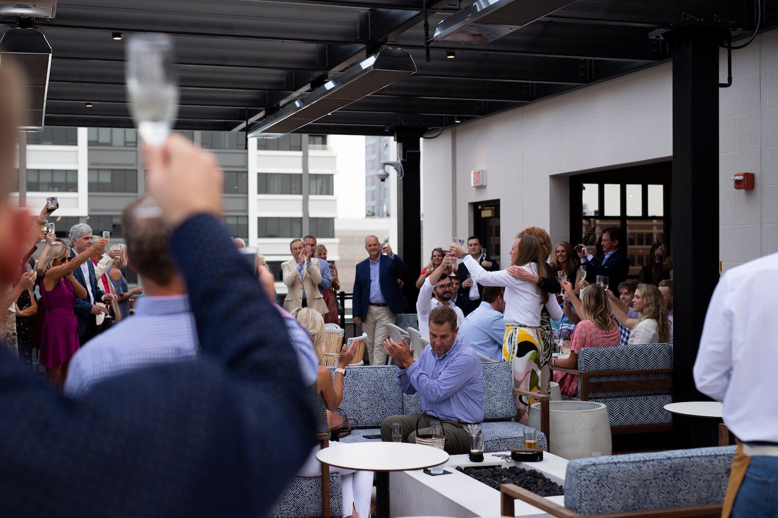 Guests enjoy the Grand Opening of The Bradley at Birdie's Rooftop Bar at 204 W. Main St.