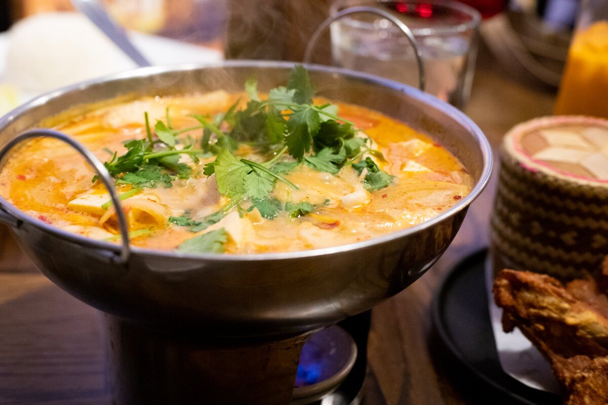 Bangkok Bistro is a gem of Thai fusion food located in the 05 neighborhood. Pictured here is the tom yum soup.