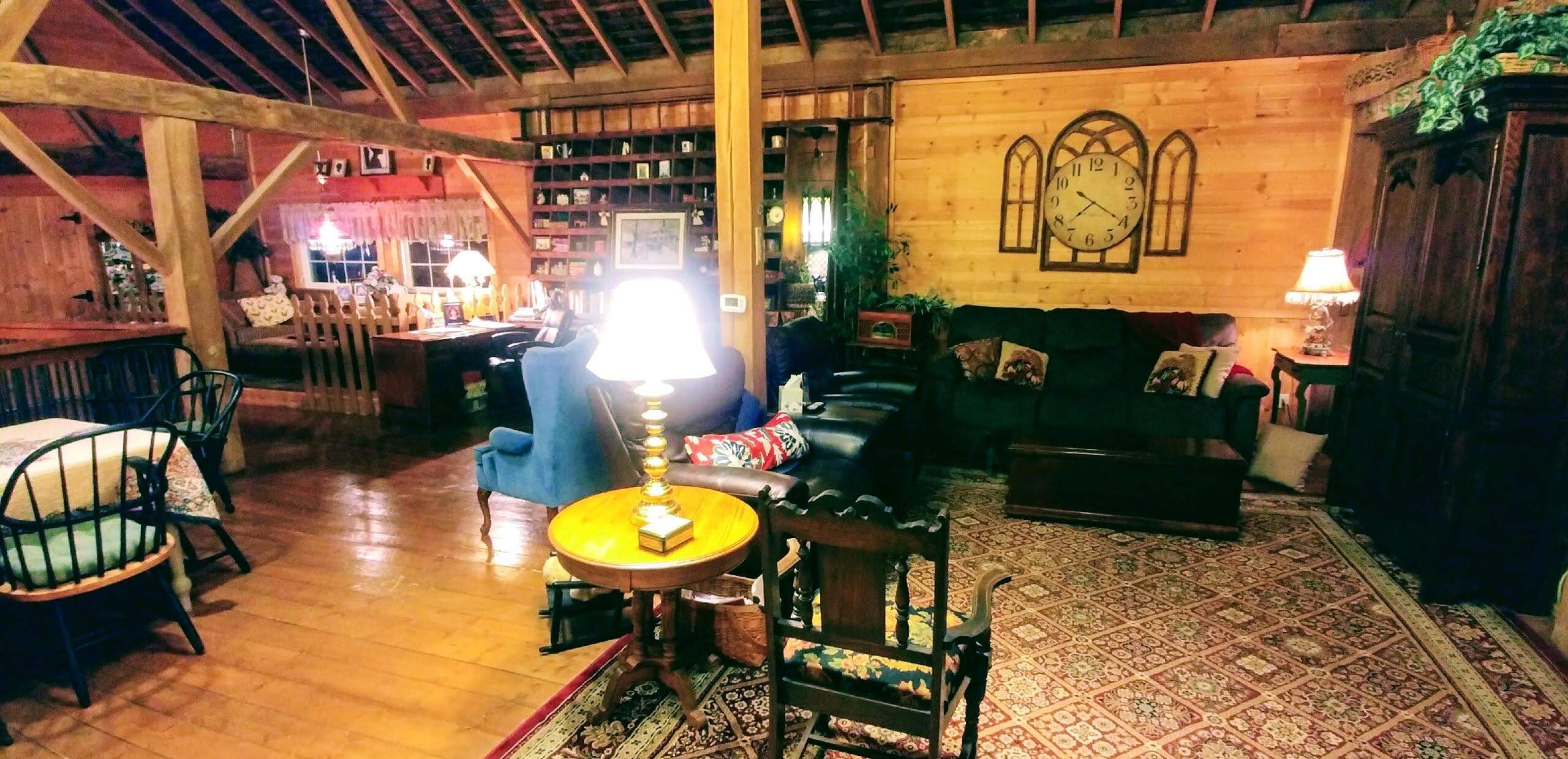 The living room in the Ridgeway's barn turned home.