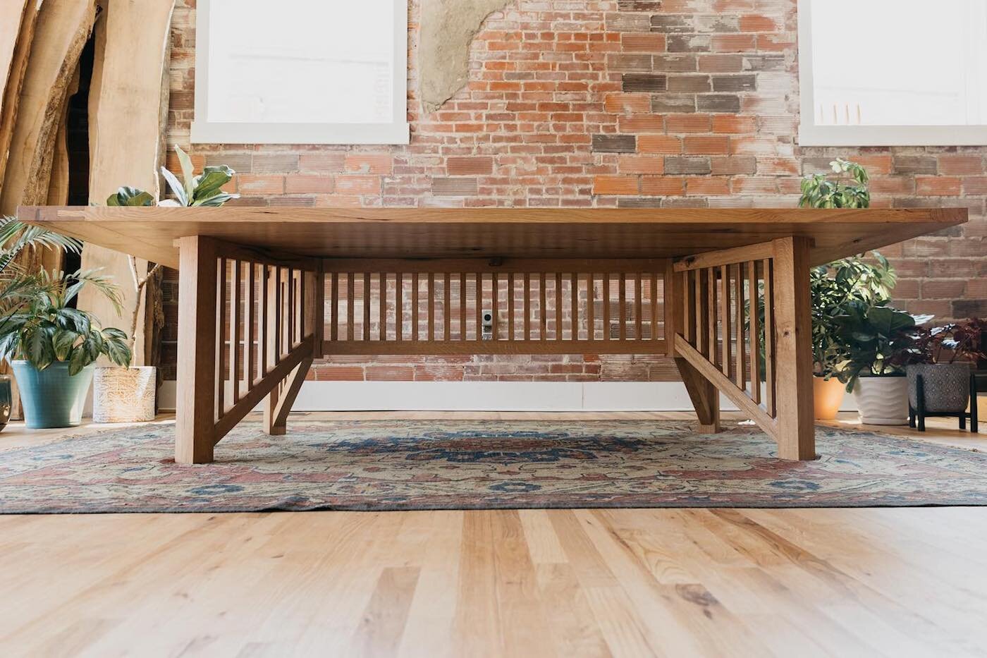 An example of Big Tooth Co.'s work on a quartersawn white oak table.