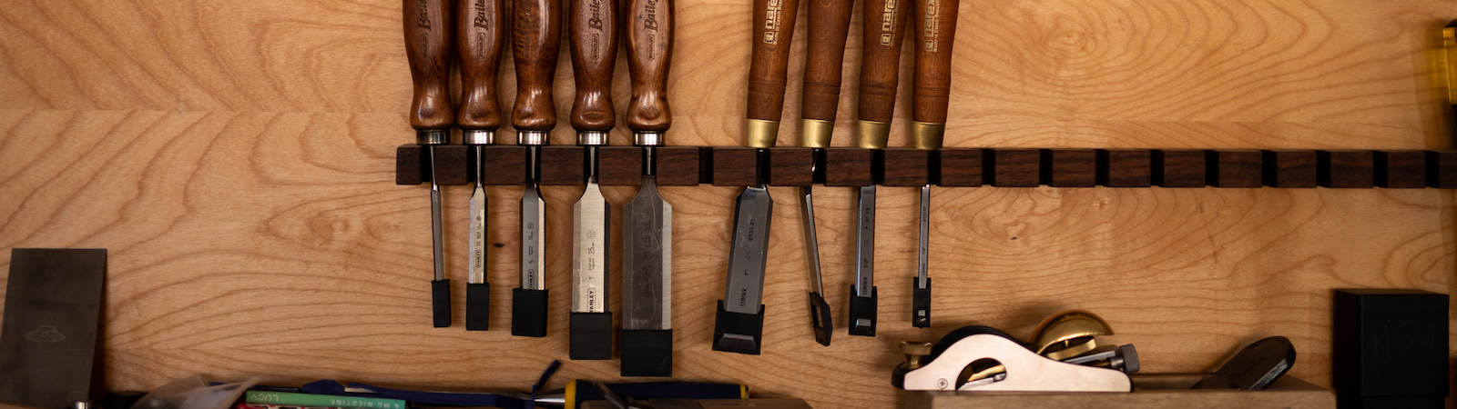 Woodworking tools at Big Tooth Co., a sustainable Fort Wayne company that makes quality, heirloom furniture by hand, using traditional and modern techniques.