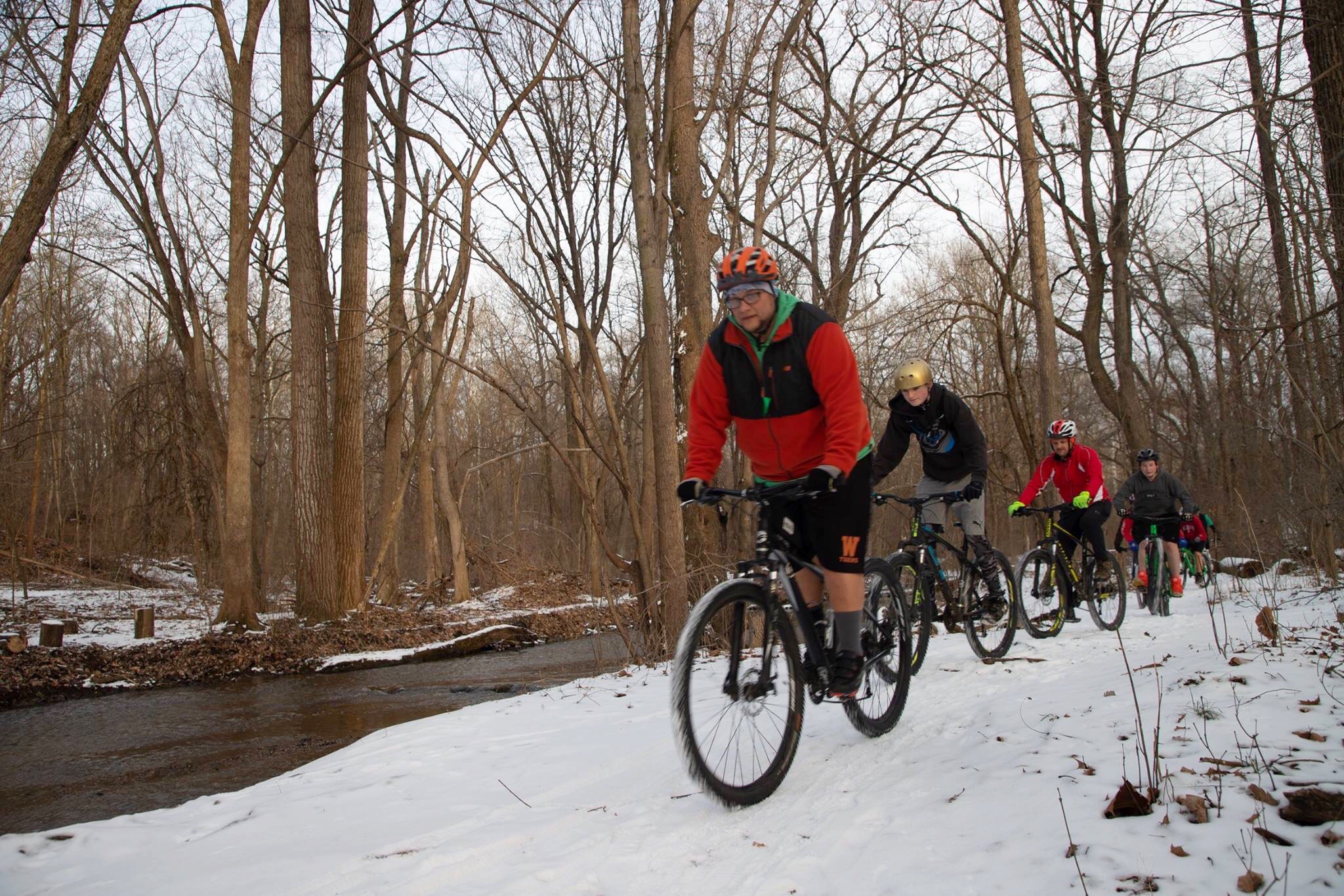 David “Cookie” Cook leads the Warsaw "Chain Breakers" on a winter ride.