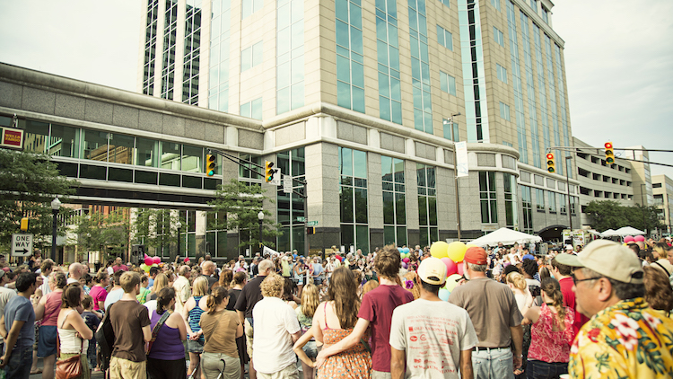 Residents of northeast Indiana gather in downtown Fort Wayne.