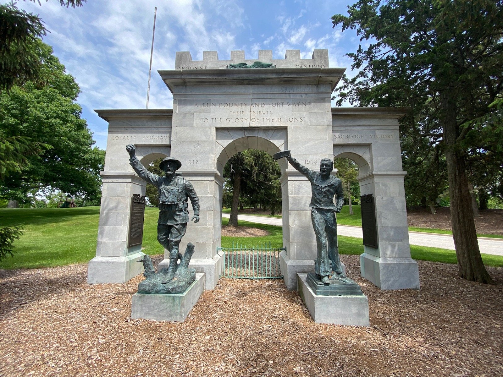 Artist E. M. Viquesney’s “The Spirit of the American Doughboy” and “Spirit of the American Navy” statues in Fort Wayne's Memorial Park.