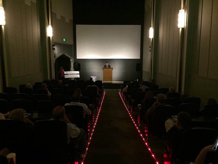 Community members use the Brokaw Movie House for presentations.