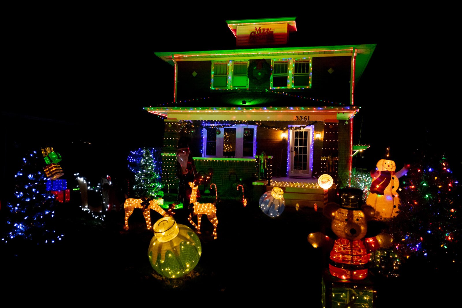 Andrew and Amanda Landers’ home is all decked out for Christmas at 3361 Sand Point Rd.