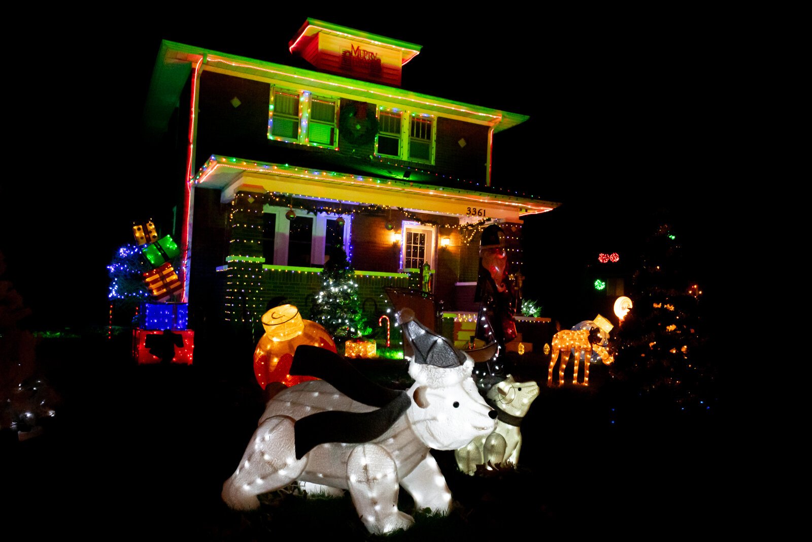 Andrew and Amanda Landers’ home is all decked out for Christmas at 3361 Sand Point Rd.