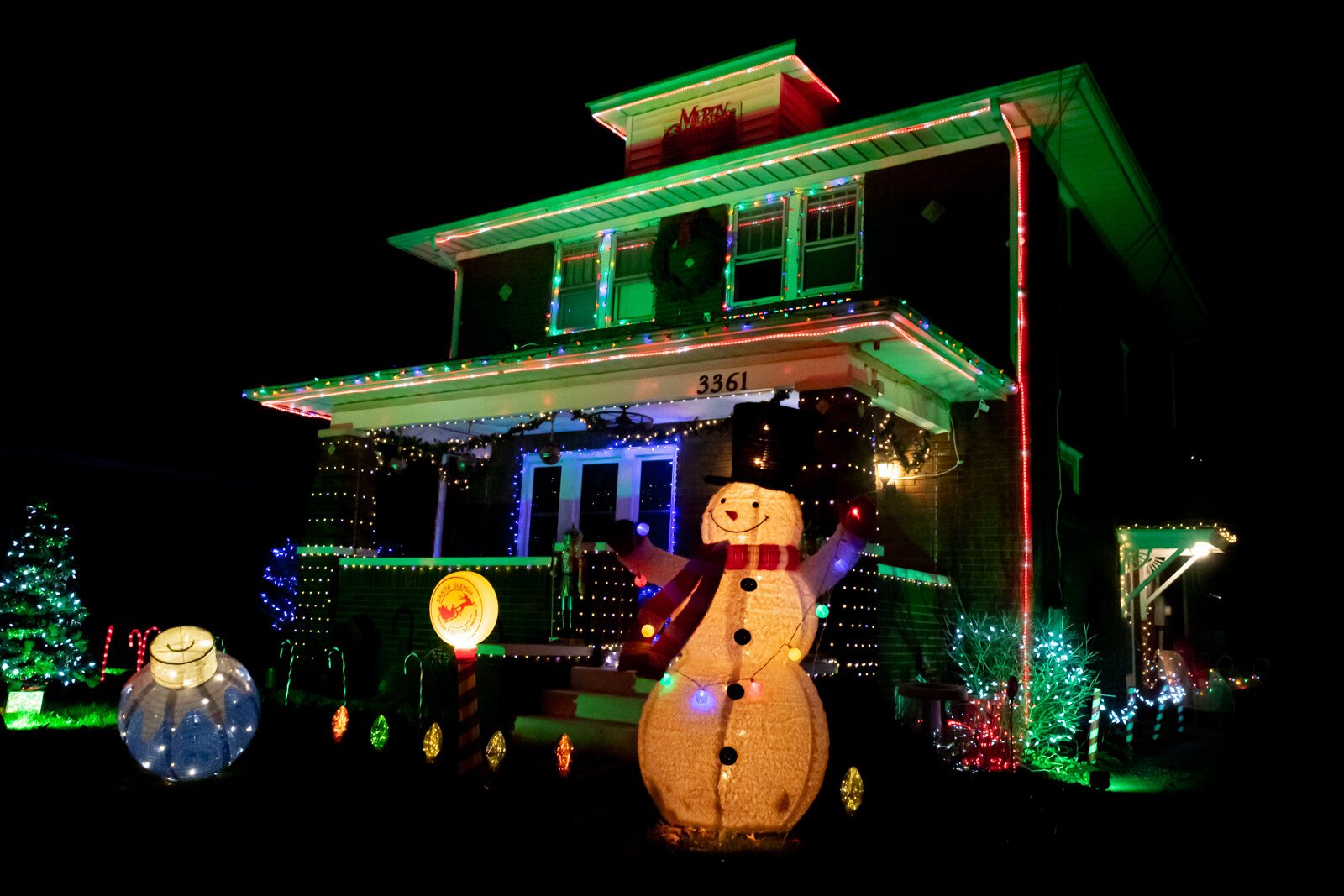 Andrew and Amanda Landers’ home is all decked out for Christmas at 3361 Sand Point Rd.