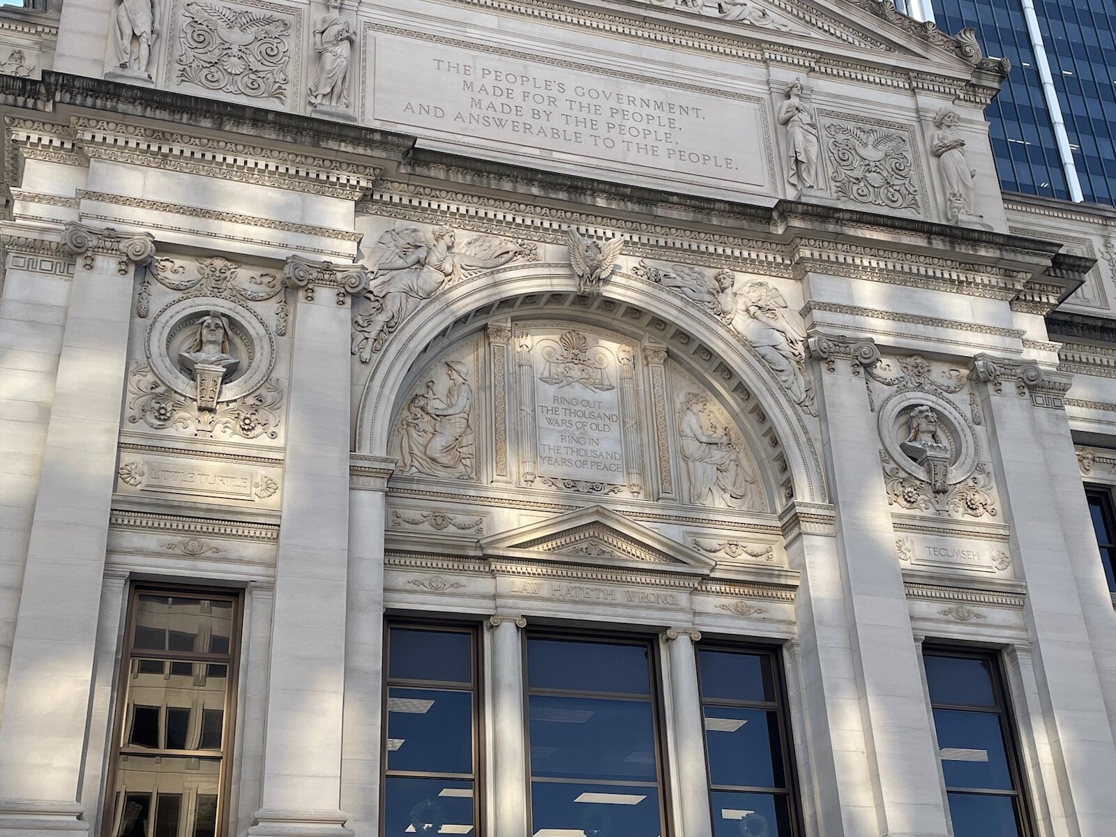 ​​​​​​​Tecumseh and Little Turtle are among the eight large honorees on the outside walls of the Allen County Courthouse.