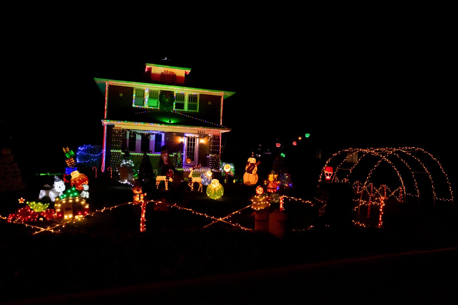 Andrew and Amanda Landers’ home is all decked out for Christmas at 3361 Sand Point Rd.