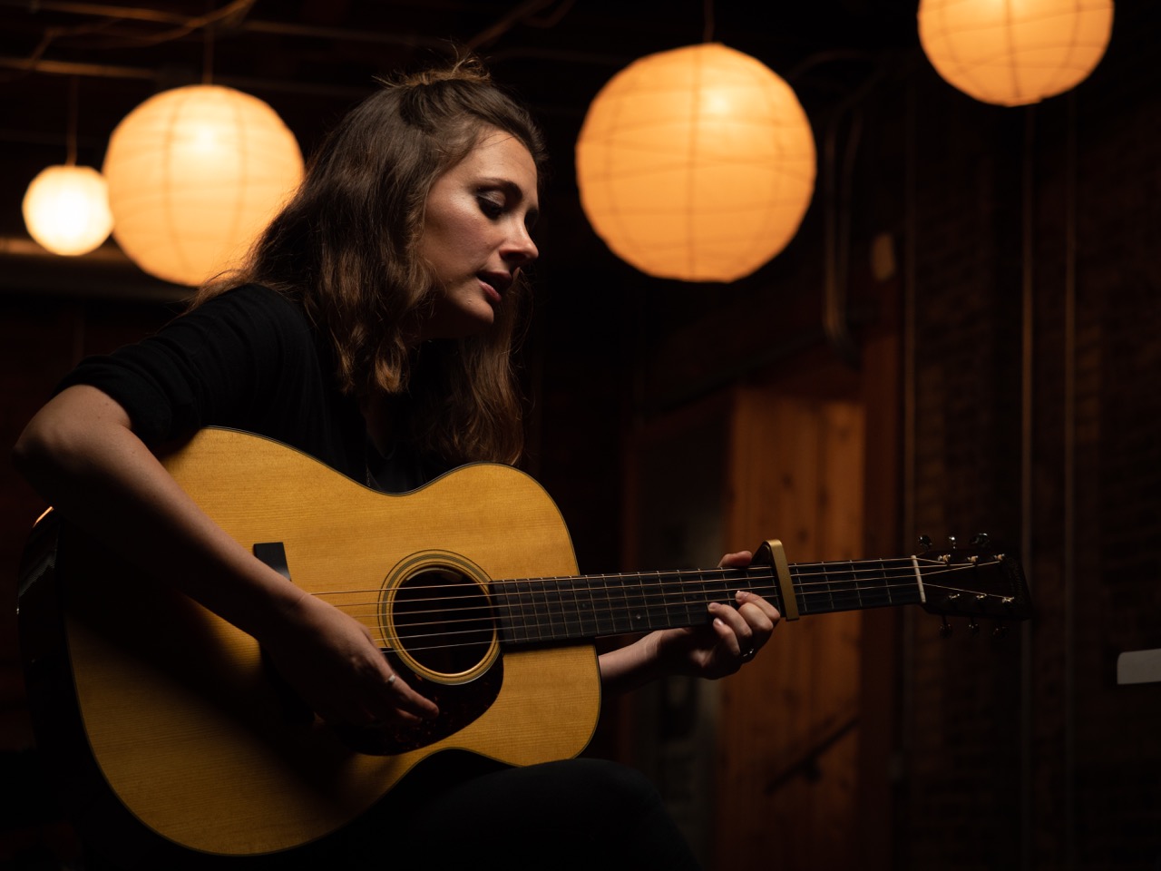 Cassie Beer of the band Rosalind & The Way performs at the B-Side at One Lucky Guitar.