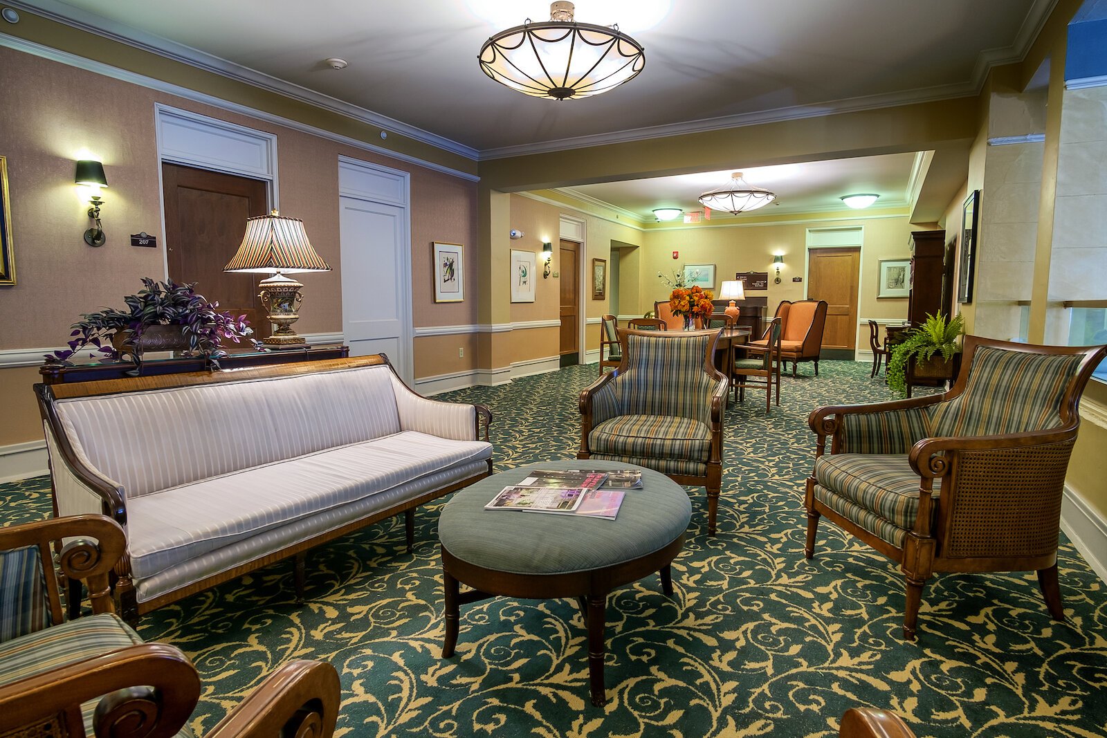 A second floor lobby of the Charley Creek Inn.