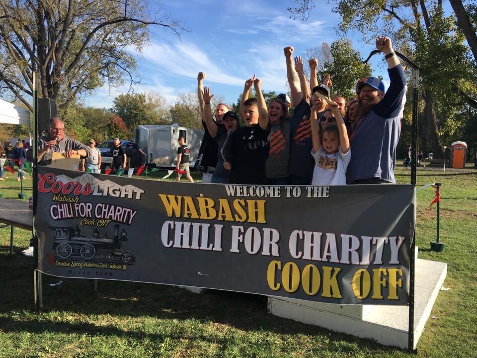 The annual Wabash Cannonball Chili for Charity Cook-Off happens the 3rd Saturday of October at Paradise Spring Historical Park.