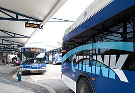 Buses wait for riders to board before departing from the station at Citilink Central Station in downtown Fort Wayne.