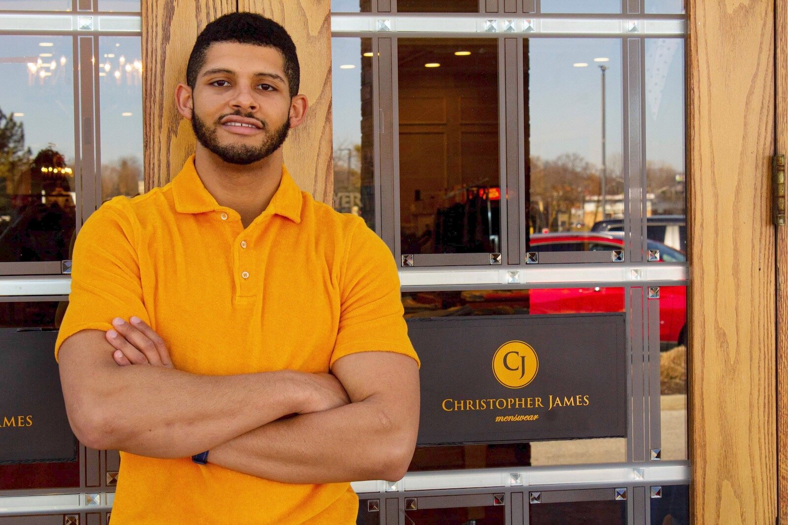 Personal Shopper Oleg Brown models the popular terry cloth polo by Stenstroms at Christopher James Menswear in Fort Wayne.