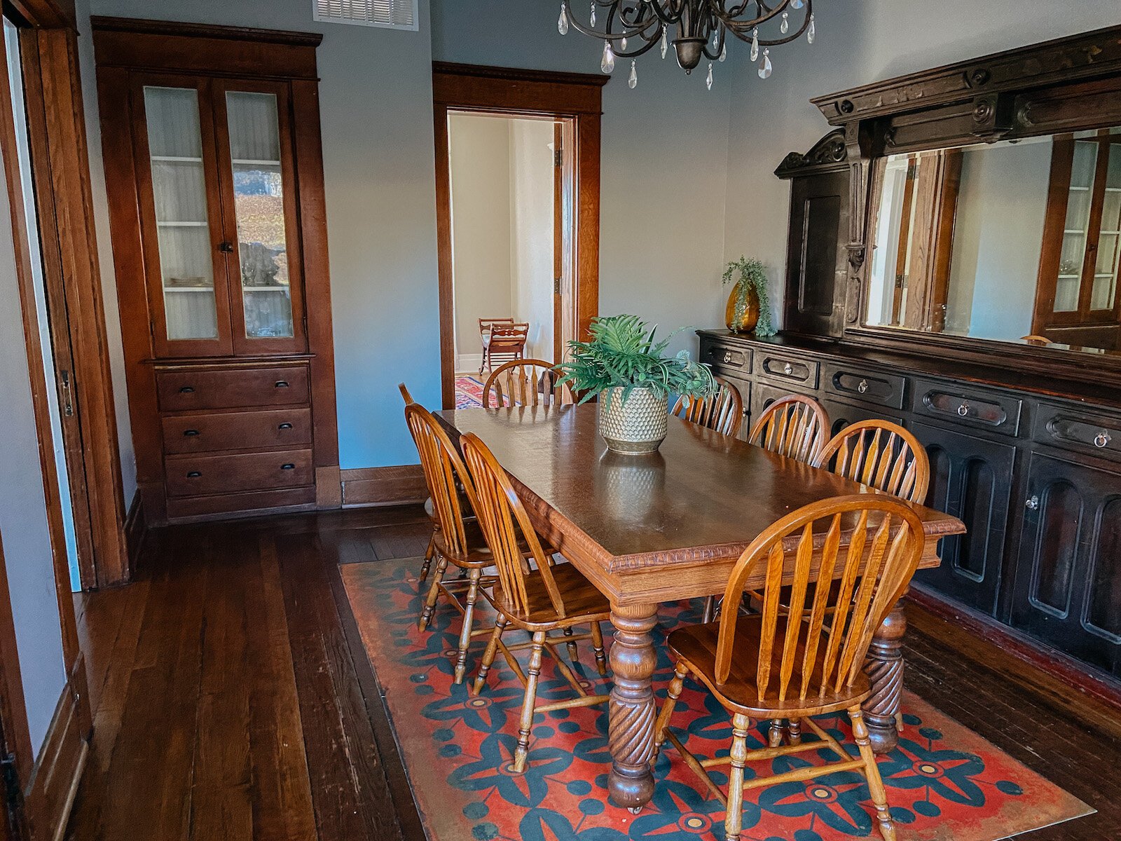 A dining room table at the Clarkson House.