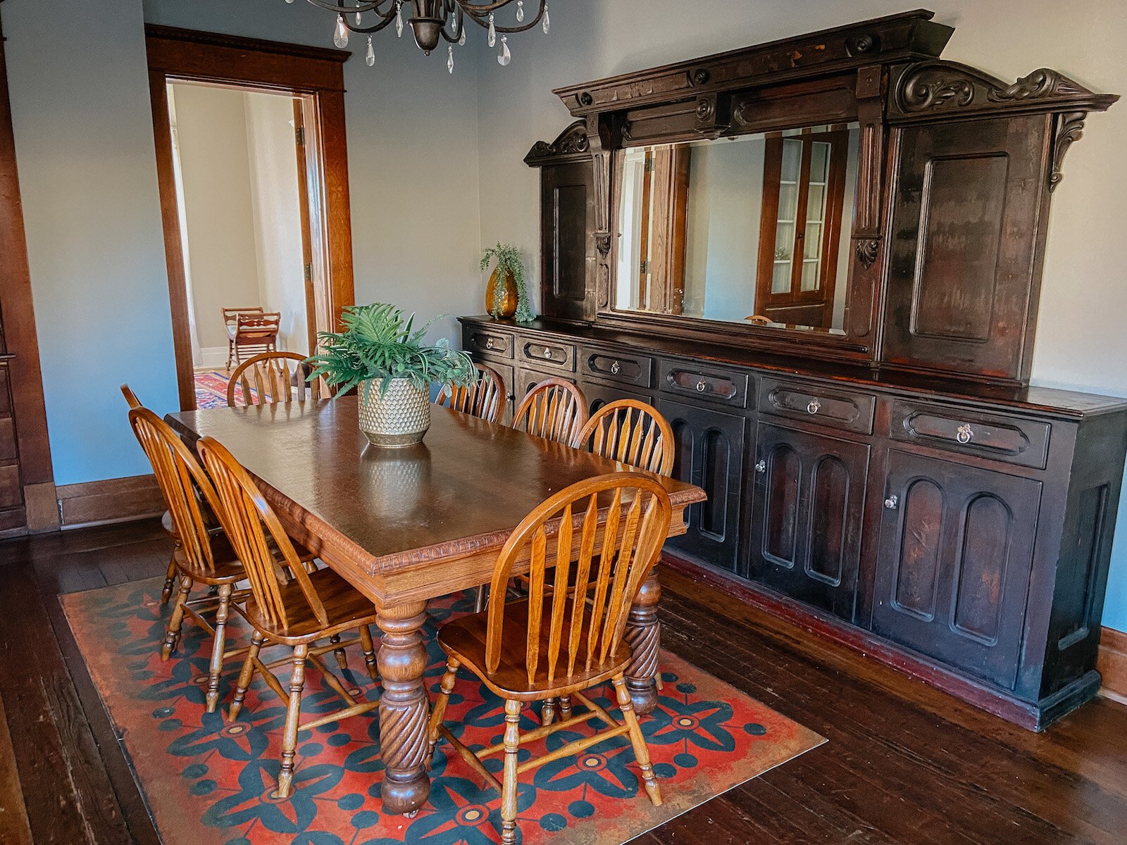 A dining room table at the Clarkson House.
