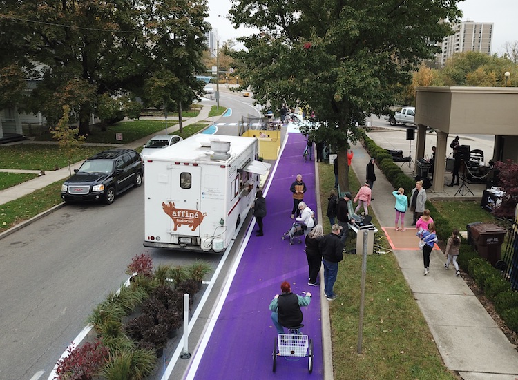 In one project funded by Indiana AARP, the ATC worked with local business owners to bring community activities to the corner of Columbia Avenue and St. Joseph Boulevard.