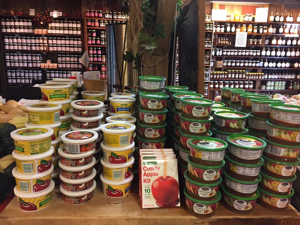 Apple products line the shelves at Cook's Orchard.