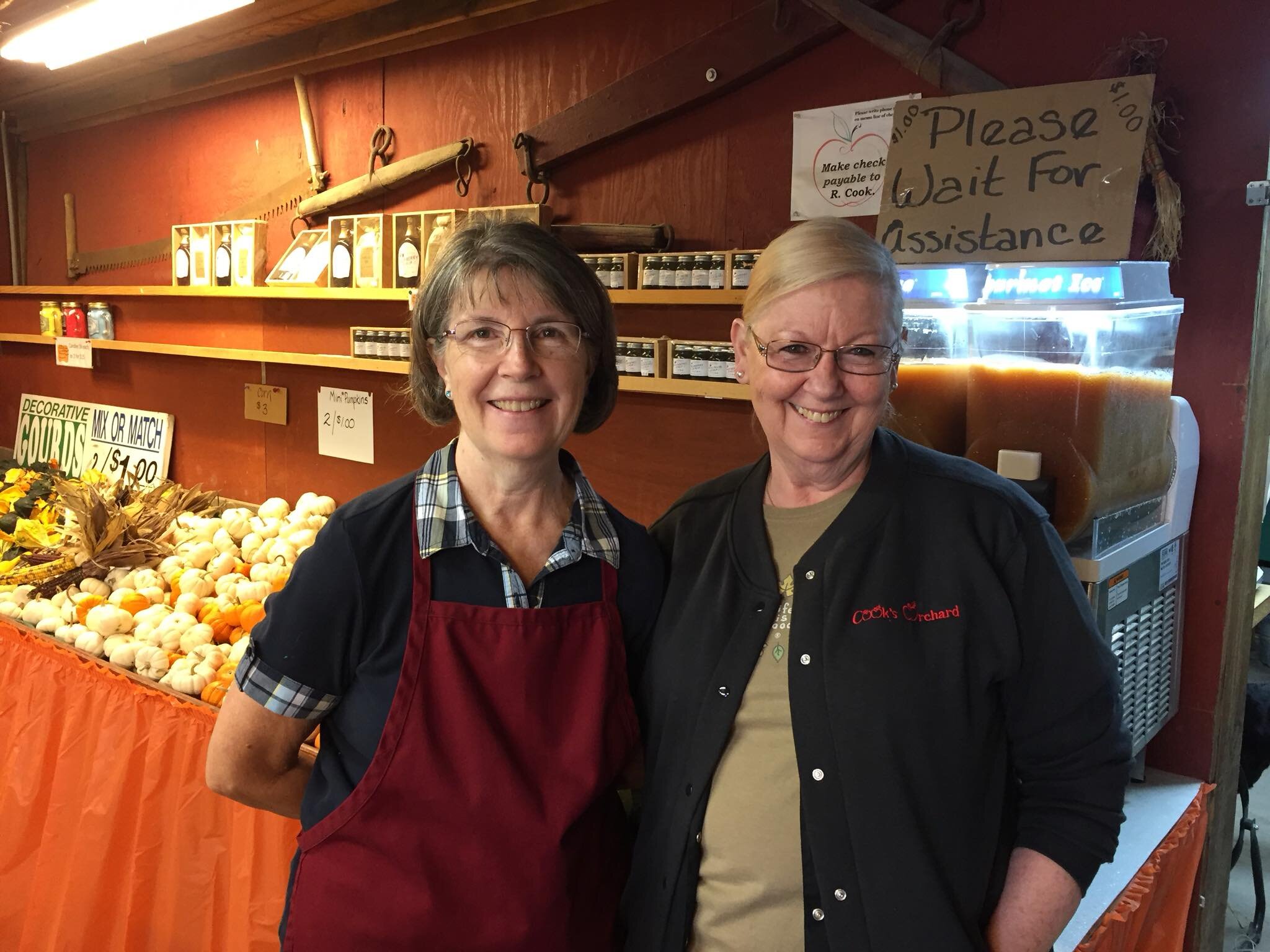 Cook's Orchard shop is fully stocked with fall goodies, including apple cider slushies.