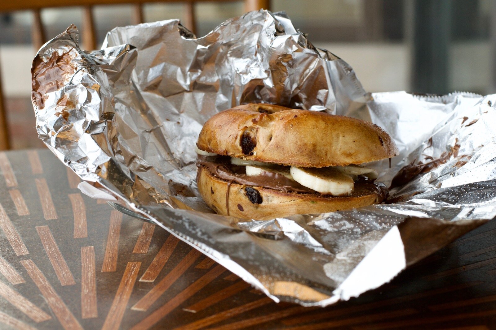 Davey's Delicious Bagels uses local meat from Wood Farms on their bagel sandwiches.